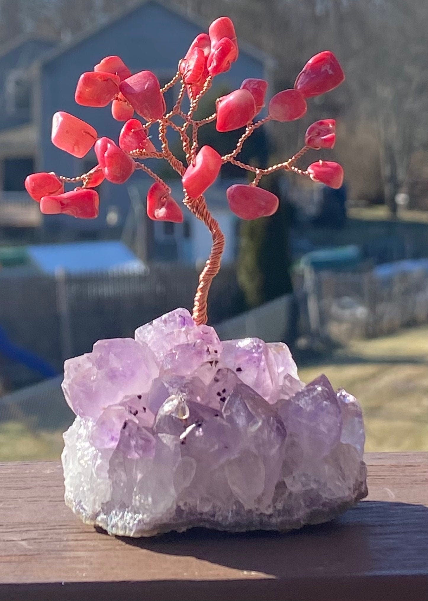 Mini pink sea coral bonsai, gem tree, crystal home decor – Love
